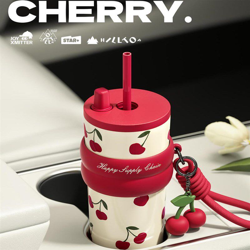 世大家吸管保温杯2024新款女高颜值陶瓷内胆保冷水杯Y便携咖啡杯