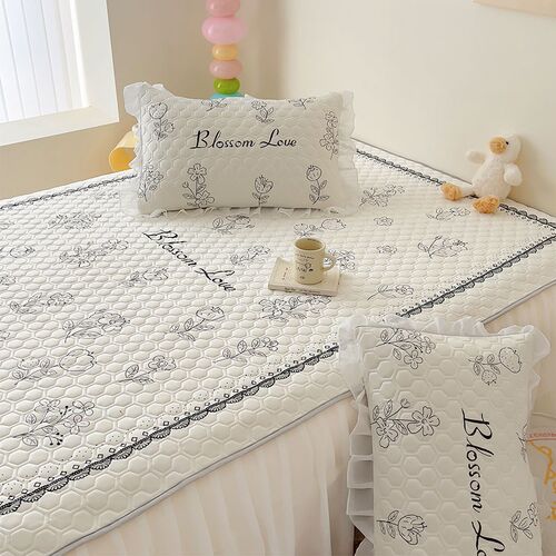 法式花卉b凉感丝乳胶凉席1.5m1.8三件套缦纱床裙款空调软席冰丝席