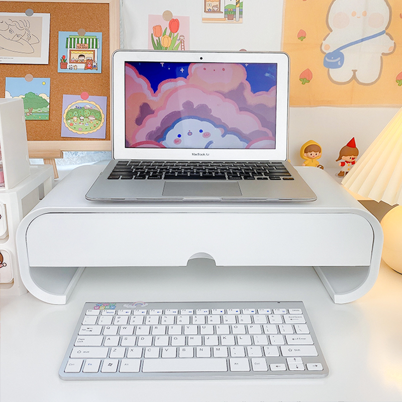 办公室台式电脑增k高架桌面笔记本电脑收纳神器显示器抽屉式置物