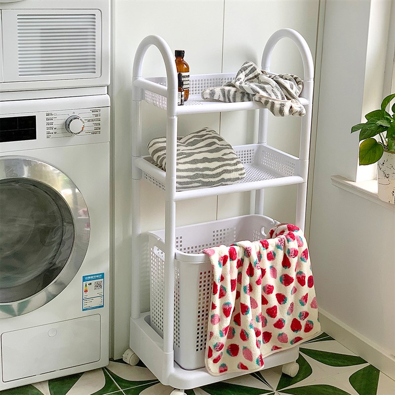 浴室带轮小推车置物架脏衣v篓厨房收纳整理卧室床头柜零食收纳