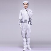 百级无尘服 网格魔术贴洁净服喷漆工作服 防静电连体q服拉链特大码