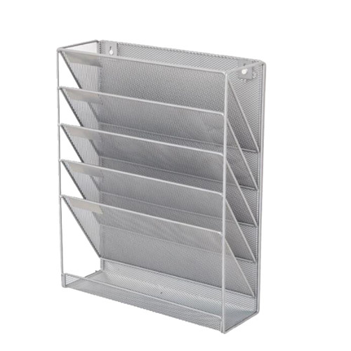 菜单篮铁艺金属网格挂墙式壁w挂架A4文件架五层报刊杂志收纳架学