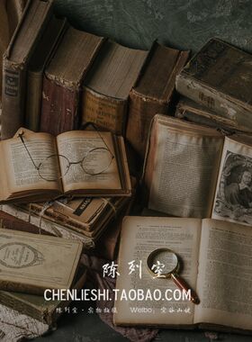 复古文艺外文英文仿真老旧书书页做旧老古董装Q饰摆件拍摄陈列道