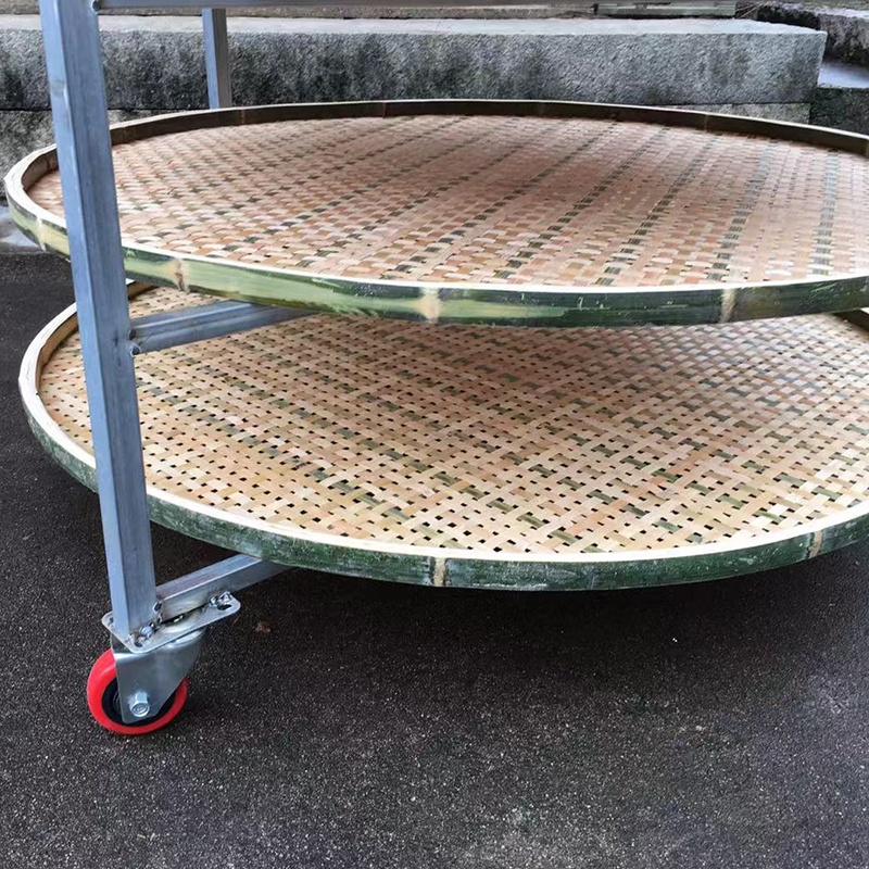 养蚕架子农家g竹编晾晒架药材干货架圆簸箕制茶用具铁质竹筛摊定