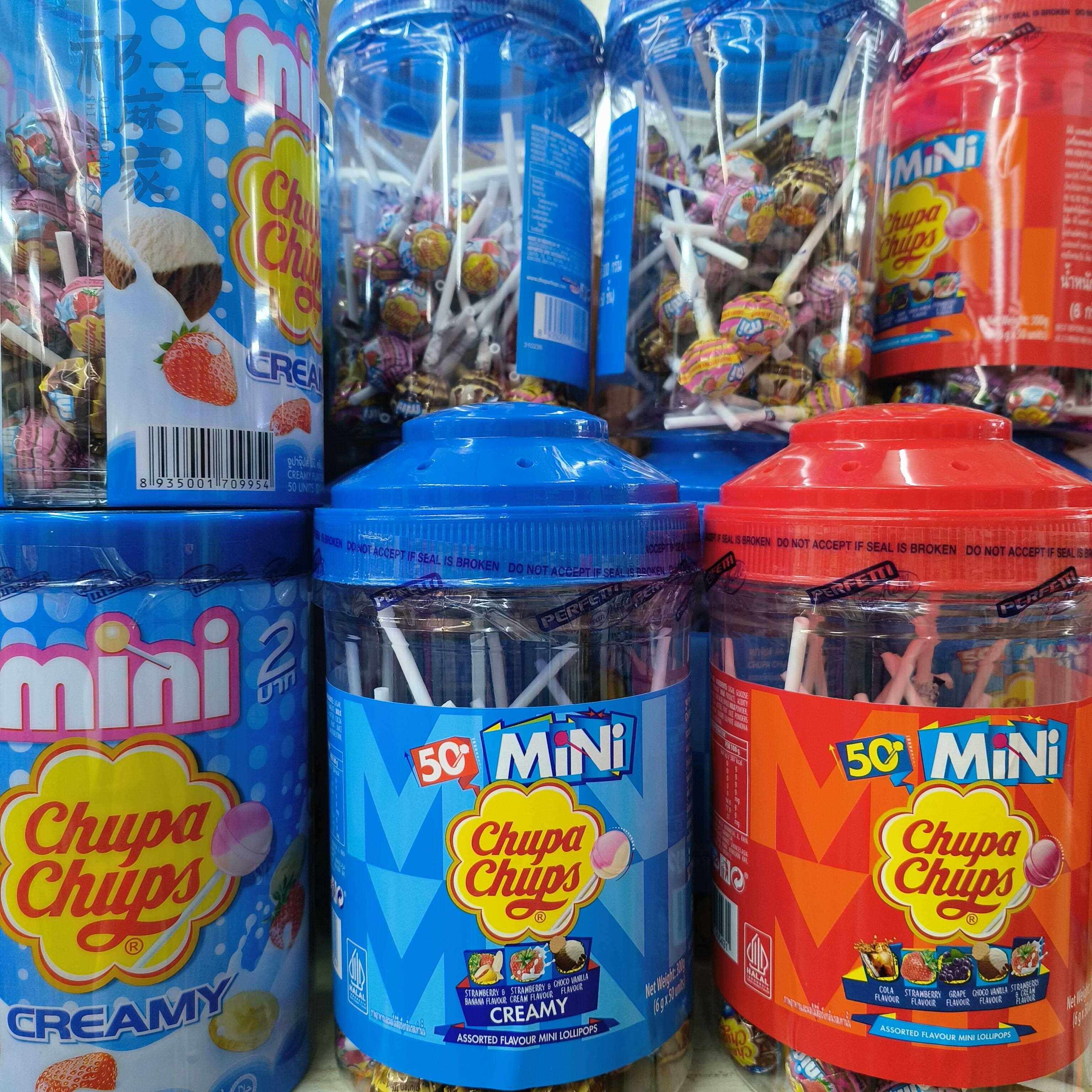 包邮 泰国Chupa Chups珍宝珠迷你棒棒糖 可乐奶油水果味50支