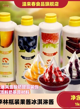桃李林瓶装果酱冰淇淋酱DQ圣代暴风雪酸奶甜品装饰顶料奶茶原材料