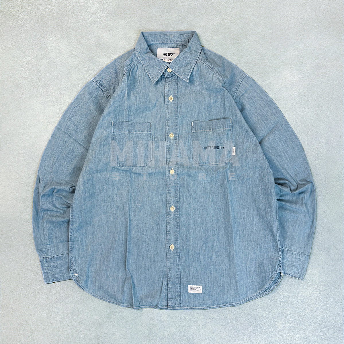 现货 WTAPS CB LS COTTON CHAMBRAY 牛仔口袋宽松休闲衬衫 26SS
