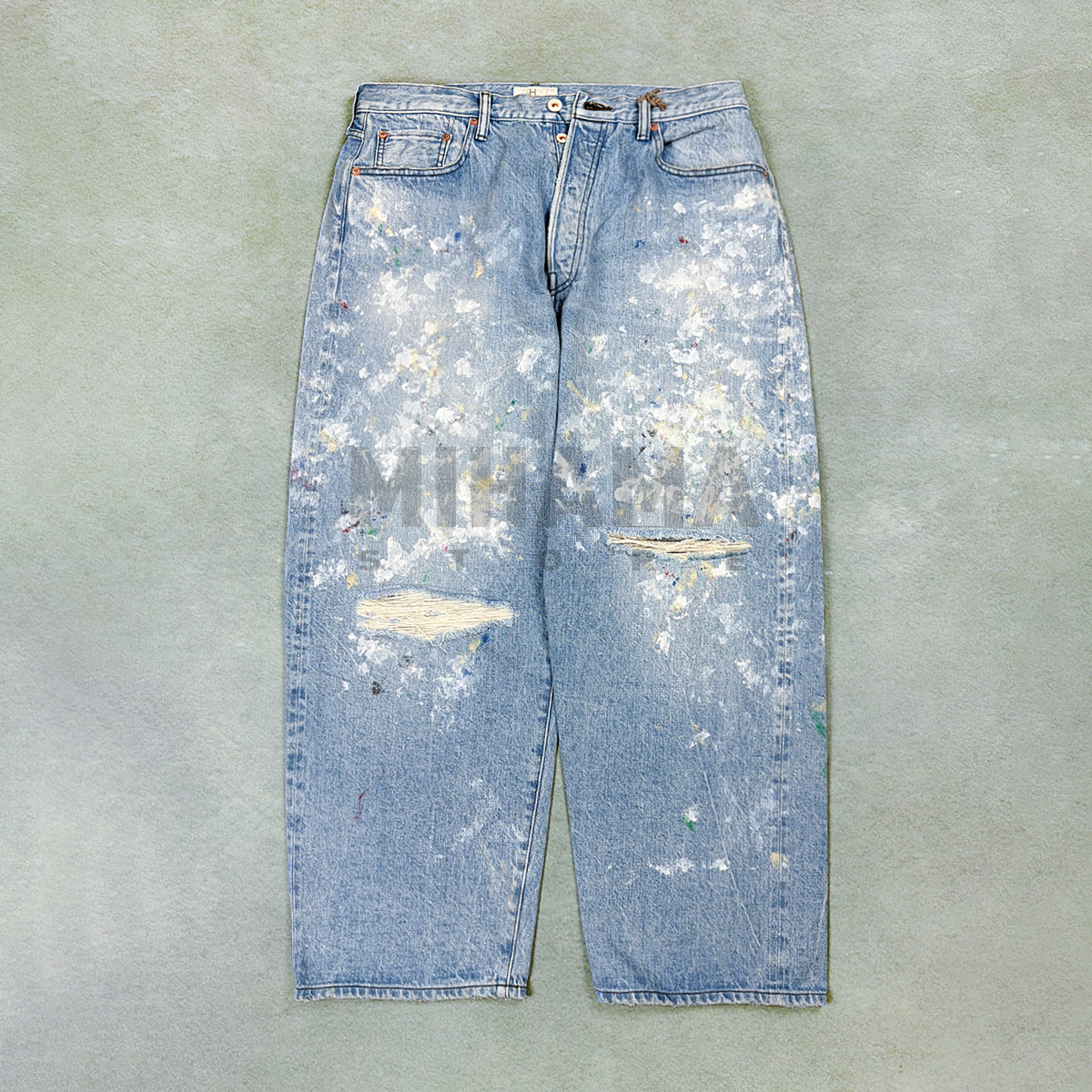 现货 HERILL HL Damaged Denim 复古做旧破坏泼墨油漆牛仔裤 26SS