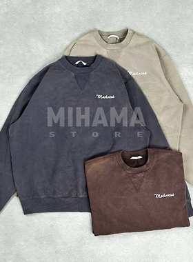 现货 MADNESS  FADED CREW SWEATER 水洗做旧刺绣卫衣 余文乐25AW