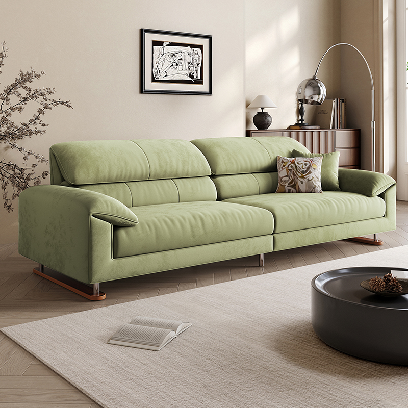 法式奶油风绿色大象耳朵布艺沙发客厅小户型简约现代直排新款沙发
