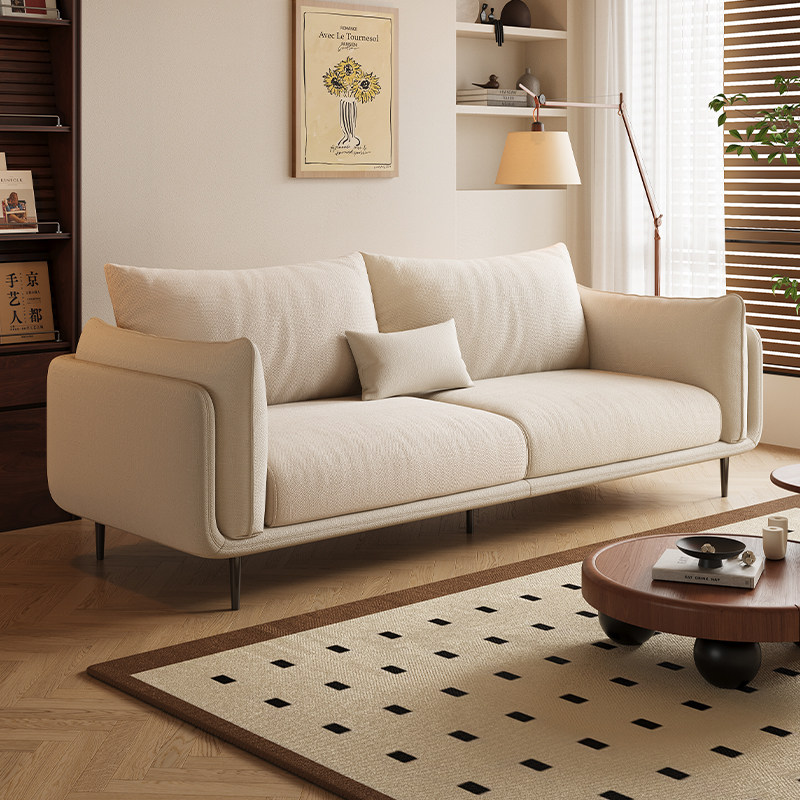法式奶油风可拆洗棉麻布艺沙发客厅小户型怀抱沙发直排新款三人位