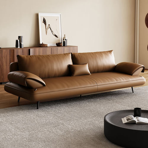 真皮沙发意式极简乳胶