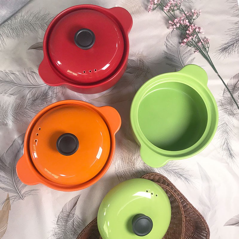 陶瓷锅韩式彩色砂锅高颜值沙锅明火耐高温浅式煮粥煲汤锅家用炖锅