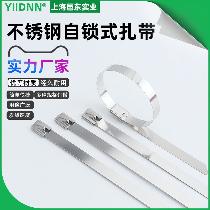 自锁式扎带4.6/7.9/10/12宽钢珠式不锈钢自锁式扎带船用电缆扎带