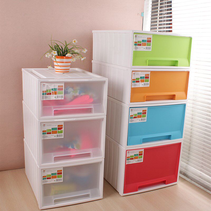 单层抽屉式收纳柜子塑料收纳箱储物柜儿童衣柜多层宝整理箱透明盒