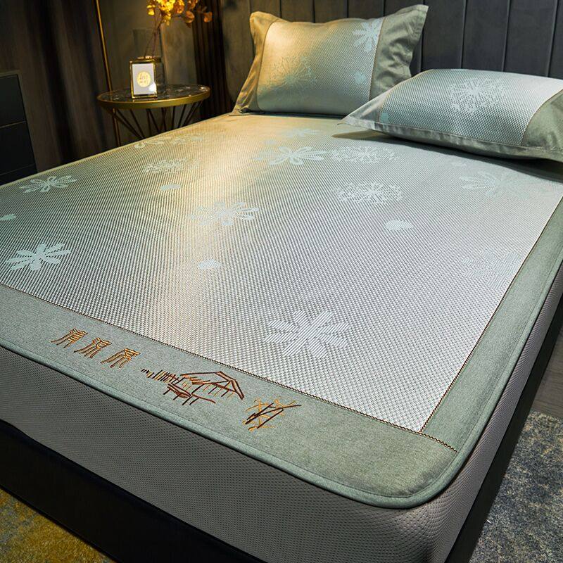 A类藤席冰丝凉席床笠款三件套可水洗折叠夏季家用宿舍空调草席子