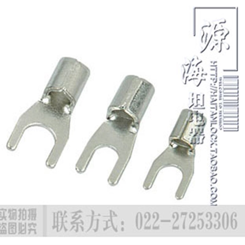 UT6-10 冷压接线端子 铜叉口接线端头线耳  黄铜线鼻子线耳