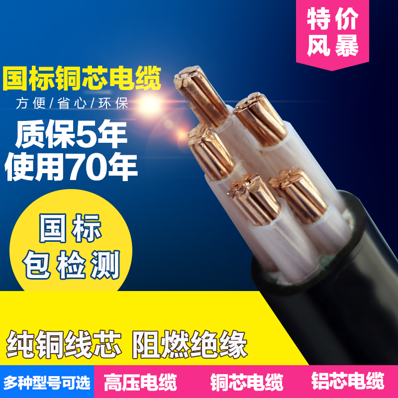 国标纯铜5芯YJV5*10/16/25/35平方铠装地埋三相五线铜芯电缆电线