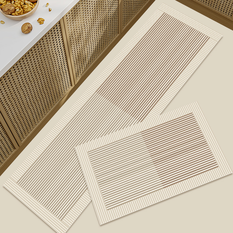 科技皮厨房地垫可擦免洗吸水吸油耐脏长条地毯侘寂风家用防滑脚垫