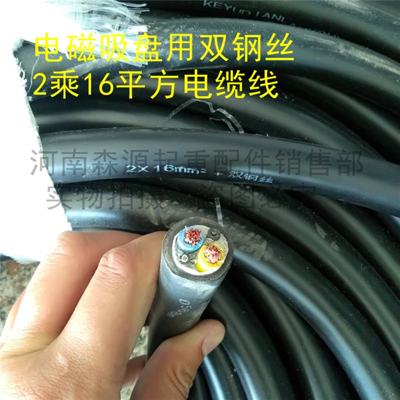 电磁吸盘专用电缆线2芯4/6/10/16/25/35平方双钢丝电缆卷筒电缆线