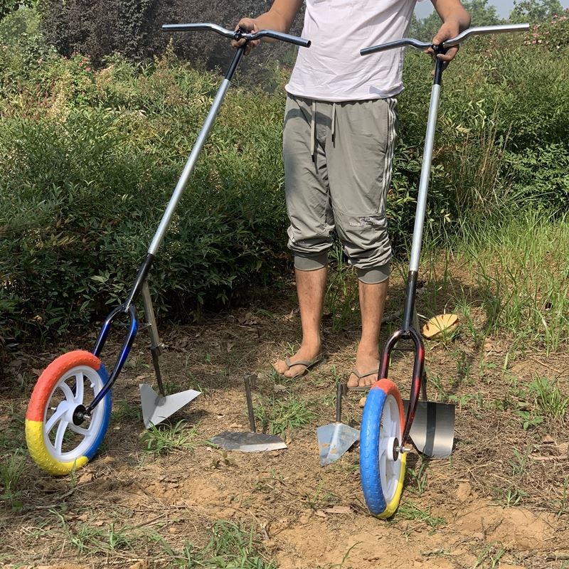 耕地机小型农业翻土挖沟机v手动手推松土开沟耘锄工具农用除草开