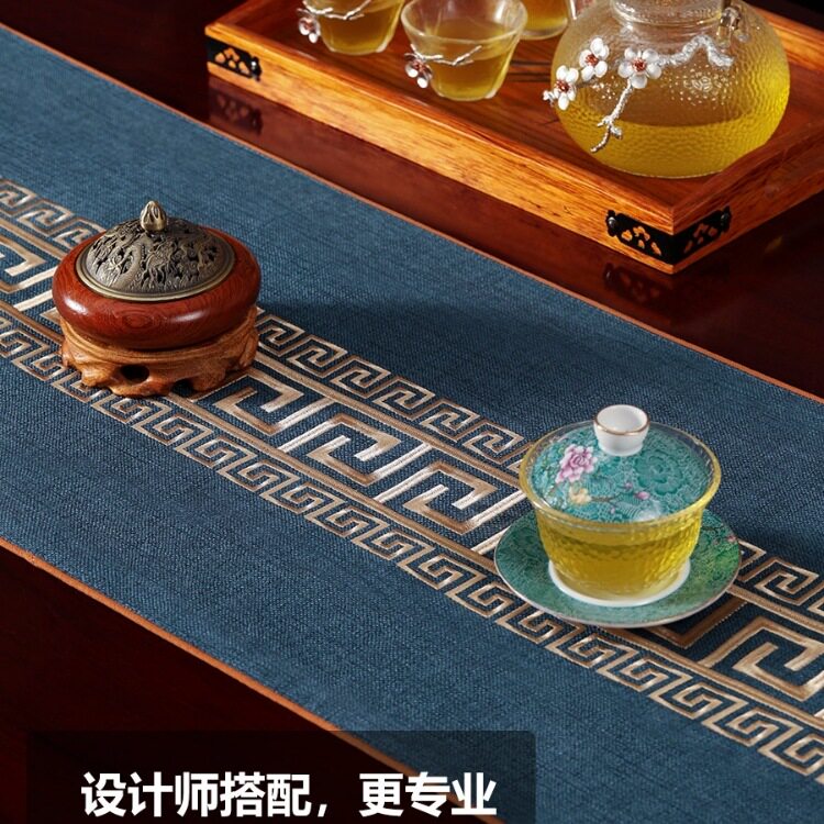 桌旗中式新中式茶台布艺长条简约现代茶席防水防滑茶桌布茶旗垫布