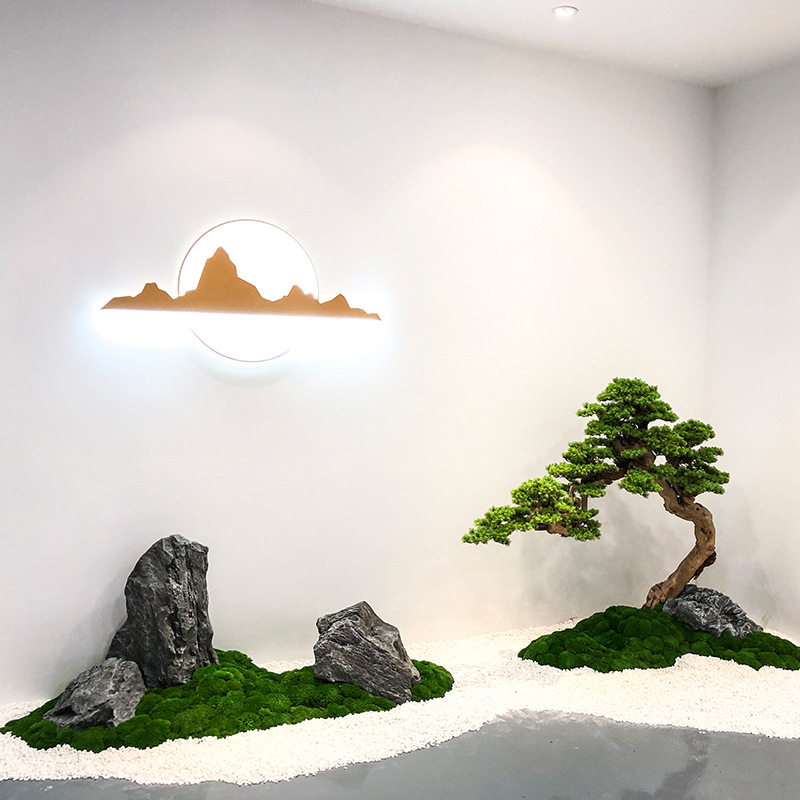 新中式仿真迎客松松树假树绿植酒店大堂落地摆件装饰造景室内景观