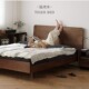 北欧全实木主卧双人床黑胡桃木家具齐边悬浮床1.8米1.5米现代简约
