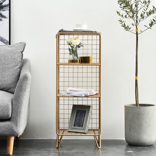北欧铁艺网格客厅收纳架杂货架现代家用多功能落地书架陈列架跨境