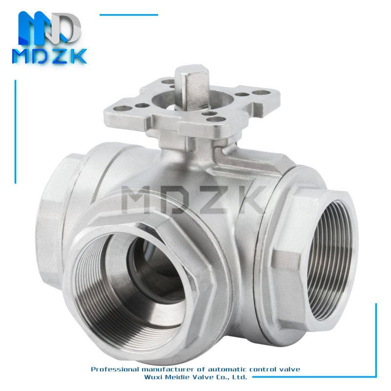 MDZK气动电动用无头高平台丝口扣内螺纹不锈钢三通L型T型球阀