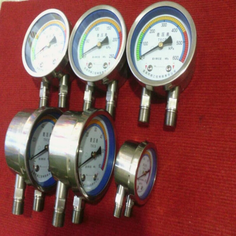 不锈钢指针式差压表洁净室无尘室水压表压差表空压机防震微差压表