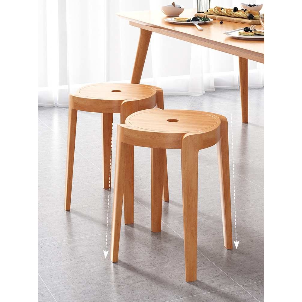 风车凳凳子可叠放高凳子家用餐厅备用凳子圆凳结实耐用的凳子实木