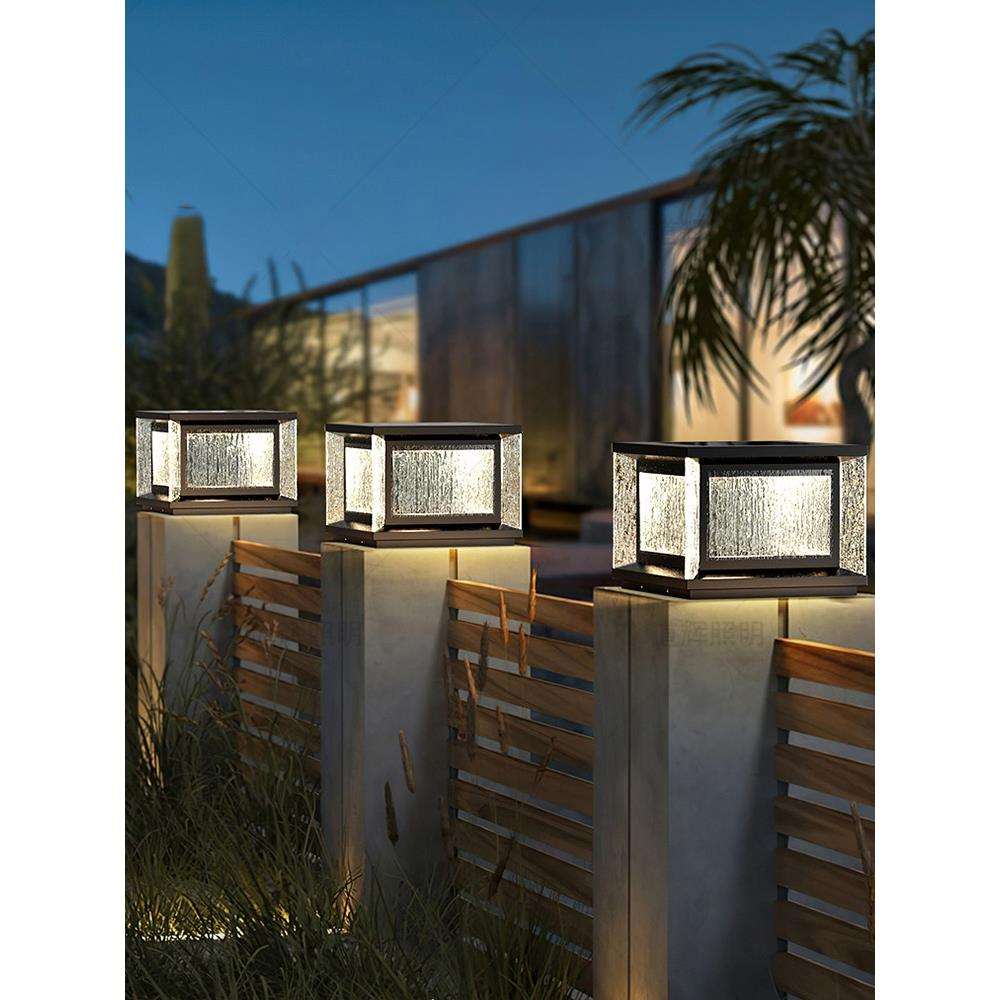 太阳能柱头灯户外防水别墅庭院灯大门口室外院子围墙灯接电柱子