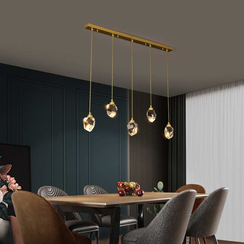 餐厅吊灯三头全铜轻奢水晶创意个性大气家用简约现代饭厅餐桌灯具