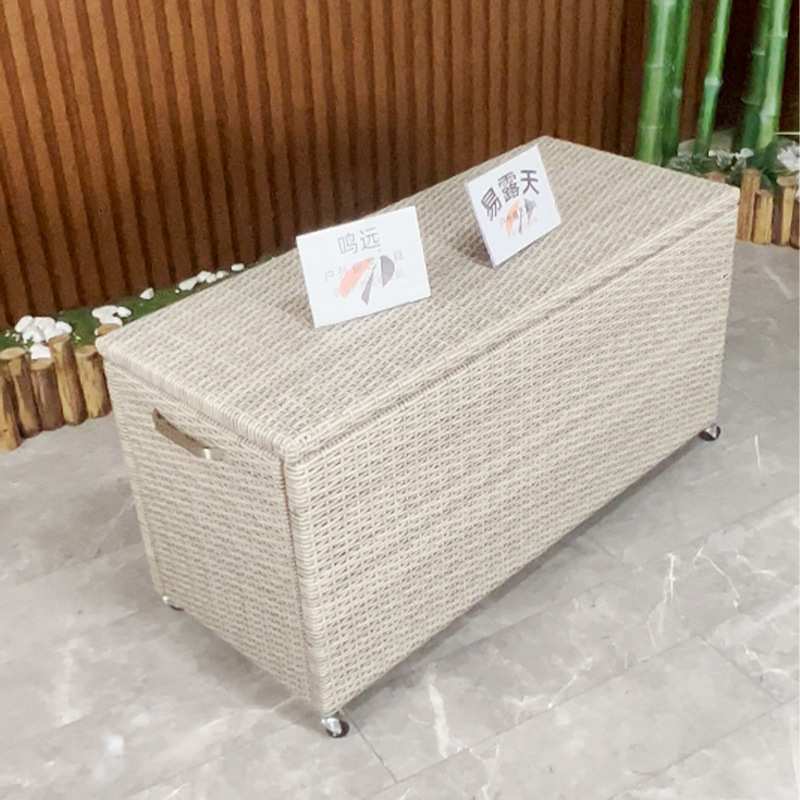 户外阳台休闲储物箱藤编家具酒店可移动收纳筐庭院酒水仿藤收纳柜