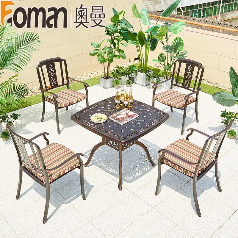 户外桌椅组合 铸铝桌椅室外烧烤台 户外桌椅别墅休闲阳台桌椅
