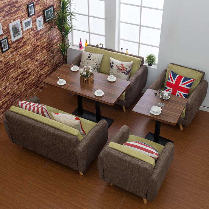 咖啡店卡座沙发组合甜品店奶茶店茶餐厅主题中西餐厅餐桌椅子实木