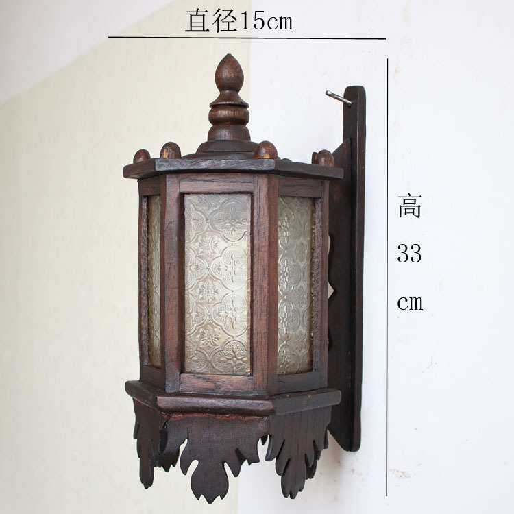 泰国实木中式复古创意过道灯壁灯东南亚走廊庭院灯户外床头装饰灯