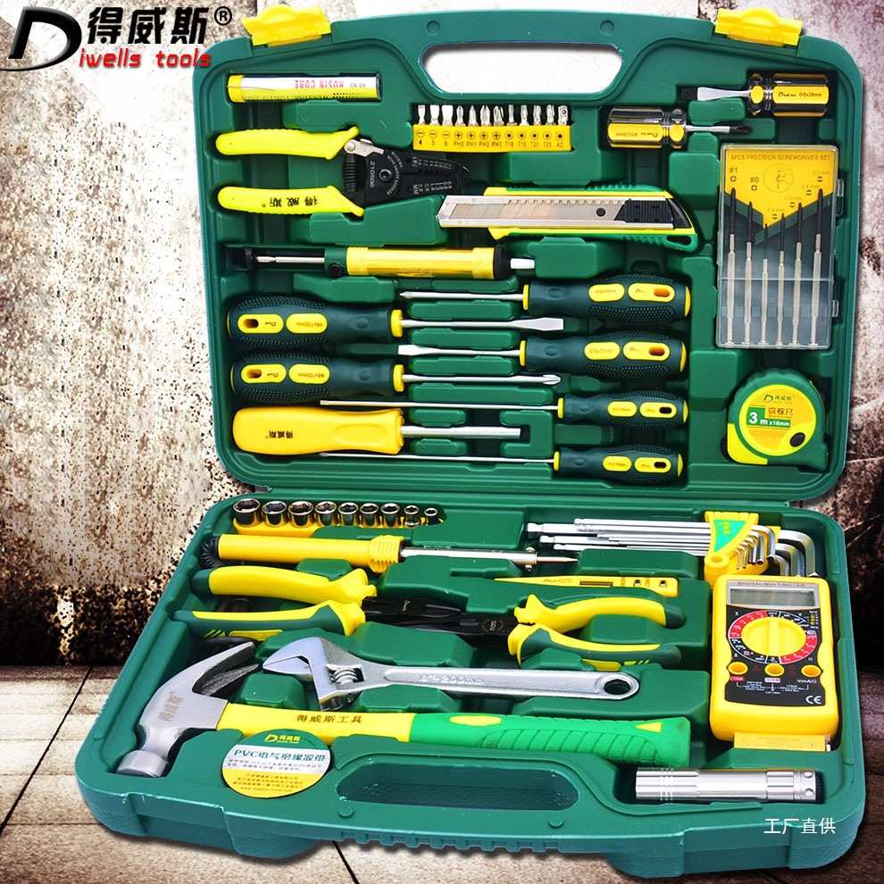 得威斯电工工具组套 家用电讯工具套装带万用表 电子维修工具吾购