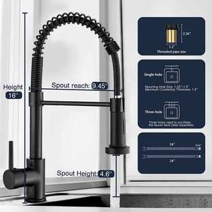 ZSW Kitchen Faucets with Pull Down Sprayer, Commercial Indus