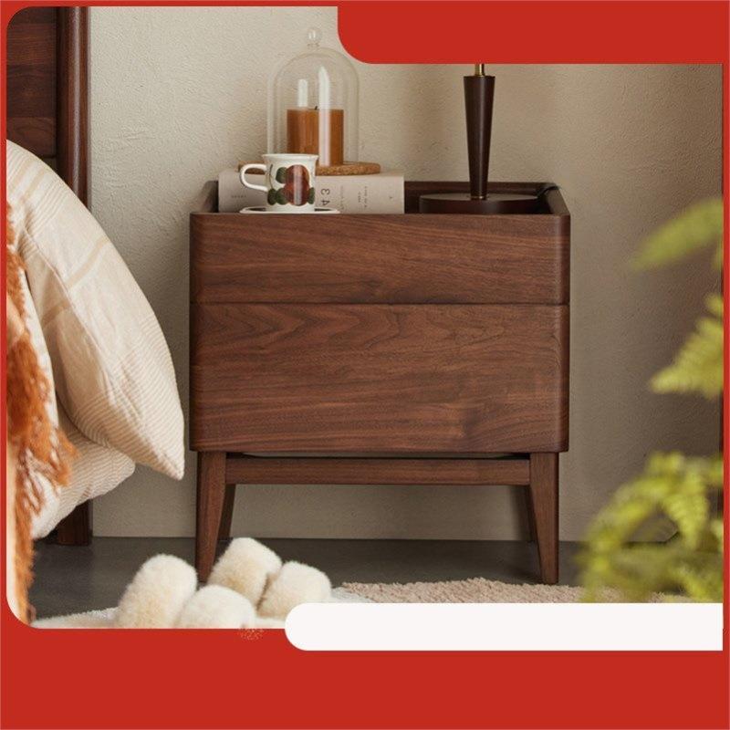 原始原素全实木床头柜现代简约卧室北美黑胡桃木边柜储物柜B5028