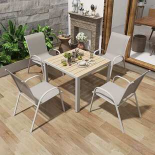 户外休闲网布桌椅堆高椅防水防晒长桌庭院花园摆摊组合室外藤桌椅