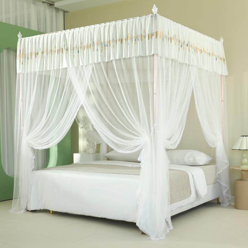 新款纹蚊帐家用三开门1.8X2米双人床支架老式1.2M单人公主风1.5米