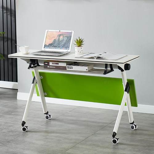 折叠桌长条桌培训桌椅组合拼接可移动办公桌双人辅导课桌带轮