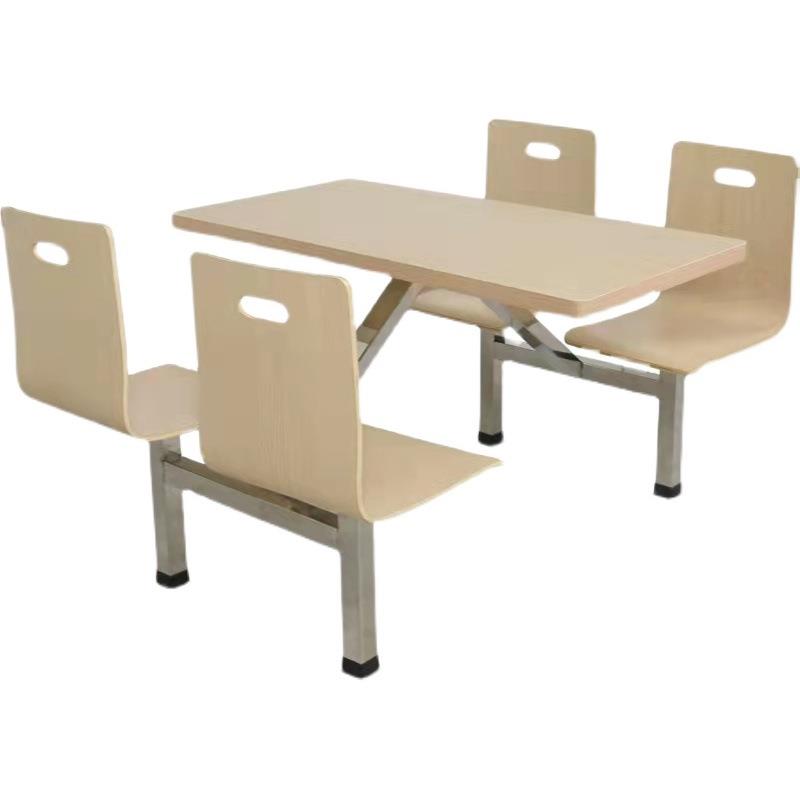 学校学生食堂餐桌椅组合员工厂饭堂不锈钢餐桌连体快餐桌椅4人位