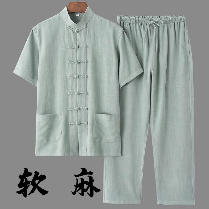 唐装男夏季薄款中老年亚