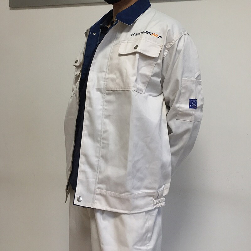 纯棉电焊工作服套装男女劳保服白色船服厂服汽车工装制服