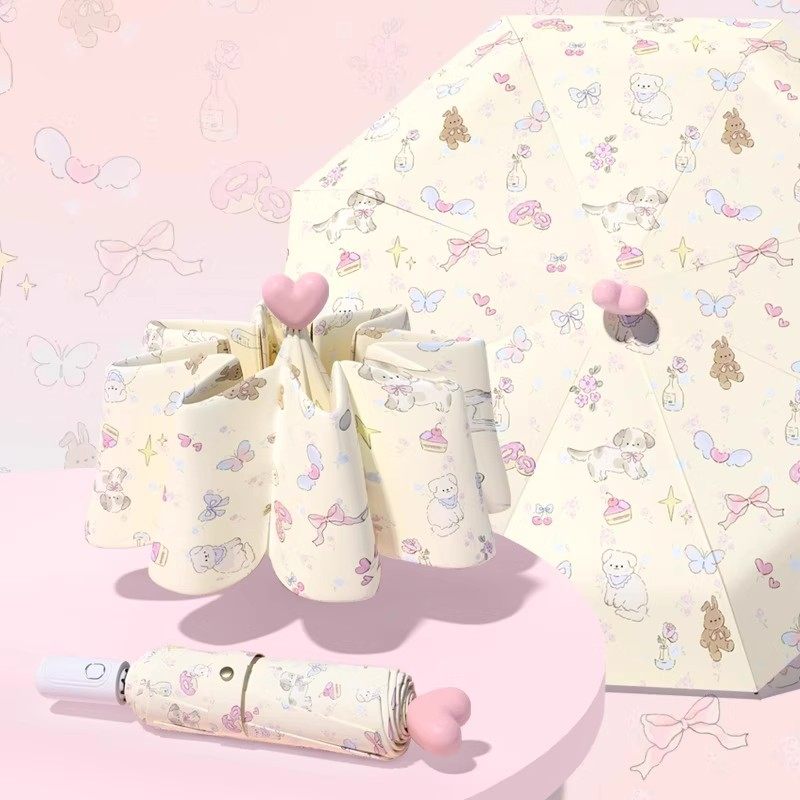 德国ENF小碎花设计师爱心款雨伞晴雨两用防紫外线全自动折叠雨伞