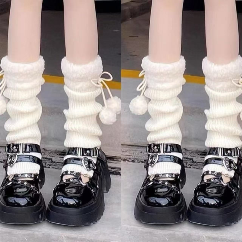 羊羔毛针织袜套秋冬日系袜子jk小腿堆堆腿套保暖lolita可爱毛绒袜