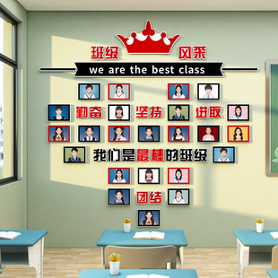 班级文化墙贴学生风采文化照片展示墙辅导班教育机构教室布置装饰